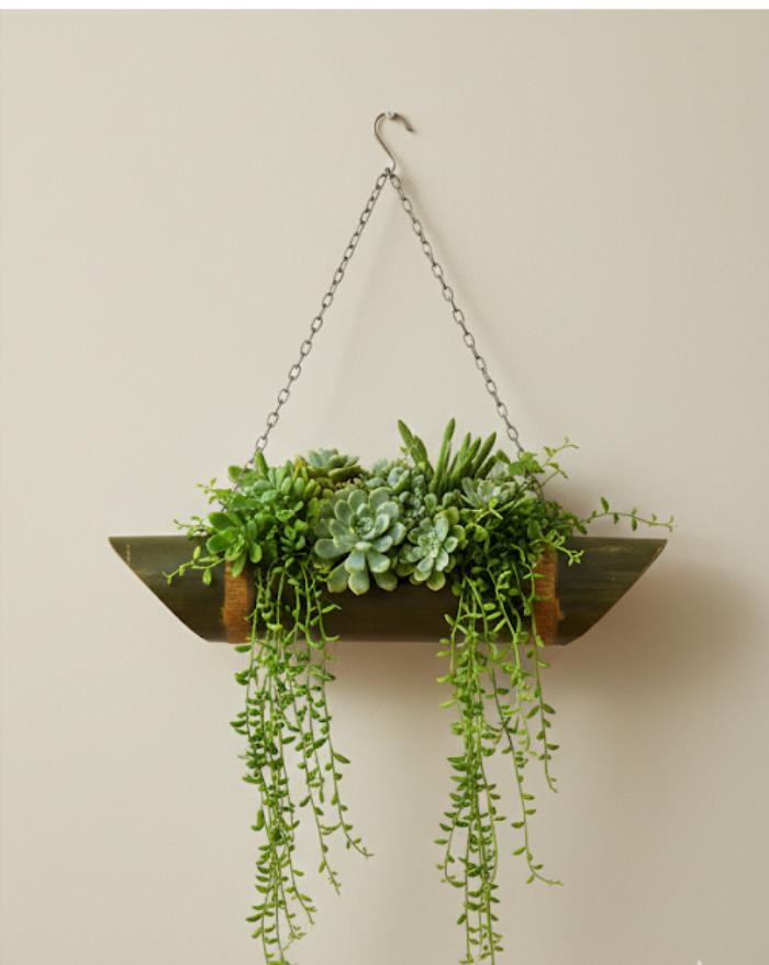 Woven Bamboo Hanging Planter